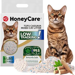 فضلات القطط المختلطة من HoneyCasava Tofu I التكتل السريع، التحكم في الرائحة، مكونات طبيعية نباتية، غير لاصقة، تتبع منخفض، وغبار منخفض، 24 رطلاً (4 عبوات) in Kuwait