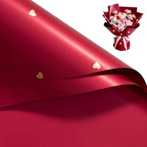 ورق تغليف الزهور 20 ورقة من WRAPAHOLIC - مقاس 22.4 × 22.4 بوصة باللون الوردي والأرجواني ونمط القلب، ورق تغليف باقة زهور مقاوم للماء، تغليف مستلزمات الزهور لحفل زفاف عيد الحب in Kuwait