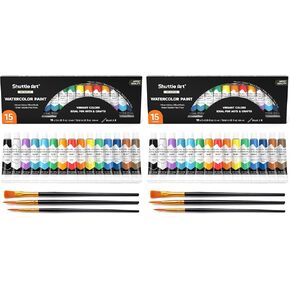 Shuttle Art Watercolor Paint Set, 36 Colors Watercolor Paint in Tubes (12ml Each) with 3 Brushes, Rich Pigment, Easy to Blend, Perfect for Kids, Artists, Beginners, Students in Kuwait