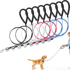 8 Pack Chew Proof Metal Dog Leash, 3.3ft Heavy Duty Steel Cable Leashes with 360° Swivel Clip, 2 of Each Color (Silver, Blue, Red, Black) for Small to Large Dogs in Kuwait