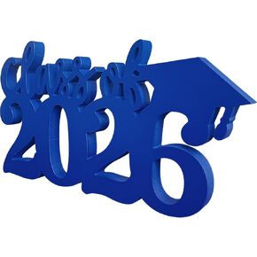 زينة التخرج 2026 قطع مركزية خشبية، 13 × 7.1 بوصة تصميم مجوف مزدوج الجوانب فئة 2026 زينة طاولة حفلات التخرج تهانينا لديكور طاولة حفلات التخرج (أزرق) in Kuwait