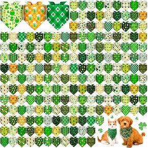 Cuffbow 200 Pcs St. Patrick's Day Dog Bandanas Bulk with Sayings Dog Bandanas Triangle Scarf Puppy Bibs Pet Costume Adjustable Cat Outfit Washable Bibs Kerchief for Small Medium Pet in Kuwait