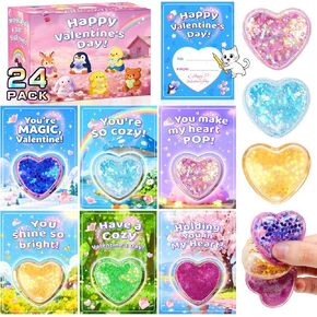 بطاقات عيد الحب من كريولبو لمدرسة الأطفال - 24 حزمة من هدايا عيد الحب للأطفال مع كرات ضغط القلب لتبادل الفصول الدراسية، هدايا الحفلات، الجوائز والعطلات in Kuwait