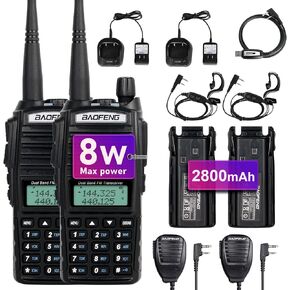 أجهزة اتصال لاسلكية محمولة باليد من BaoFeng UV-82 عالية الطاقة من BaoFeng مع سماعة أذن، وبطارية إضافية بقدرة 2800 مللي أمبير في الساعة، وميكروفون وكابل برمجة، مجموعة كاملة (عبوة واحدة باللون الأسود) in Kuwait