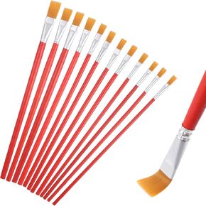 12 Pcs Flat Paint Brushes for Acrylic Painting, 12 Sizes Face Paint Brushes, Synthetic Nylon Small Watercolor Painting Brush for Acrylic Oil Canvas Face Body Art Craft Projects (Red) in Kuwait