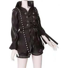 1/3 Scale SD BJD Outfit for 60cm Dolls – Gothic Punk Style with Sheer Shirt, Studded Bustier & Shorts, Doll Not Included in Saudi Arabia