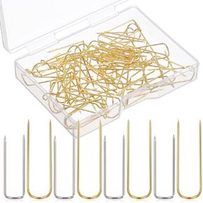 200 Pcs U Shaped Fork Pins, Stainless Steel U Pin Needle 2-Size Sewing Double Blocking Pins Multipurpose Straight U-Pins for Fabric Display Craft Making DIY Sewing Supplies(Gold, Silver) in Kuwait