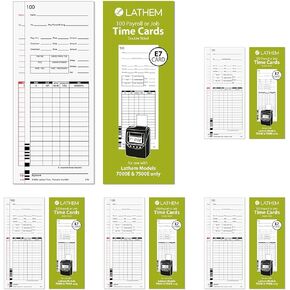 Lathem Universal Payroll/Job Time Cards, Double-Sided, For Lathem 7000E / 7500E Time Clocks, 100 Pack, E79-100, White in Saudi Arabia