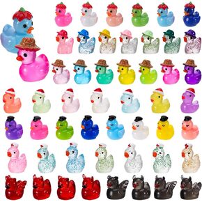 50 Pcs Mini Resin Ducks Different Mini Luminous Ducks with Hat Miniature Animal Figurines for DIY Cake Decoration Ornaments Crafts Moss Landscape in Saudi Arabia