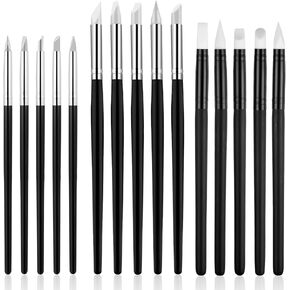 15 حزمة من فرش طلاء السيليكون للحرف اليدوية، 5 أشكال للرأس، أقلام طلاء مطاطية، أدوات نحت الطين المطاطي لنحت طلاء الأظافر الفخاري، طلاء الأكريليك (0.11 بوصة 0.20 بوصة 0.31 بوصة) in Kuwait