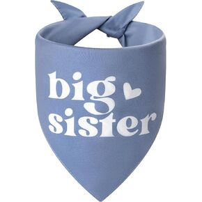 Big Sister Dog Bandana Grey Large 1PCS, Adjustable Triangle Scarf, Pregnancy Announecment, New Baby for Family. in Kuwait
