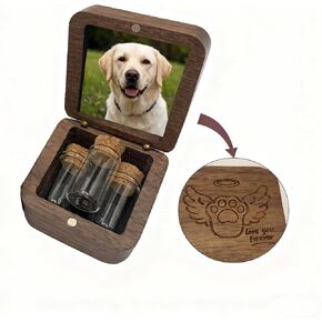 Pet Memorial Keepsake for Loss of Dog or Cat, Wooden Pet Ashes Box with 3 Glass Vials, Pet Remembrance Gift for Hair, Ashes, Teeth – Pet Loss Sympathy Gifts in Saudi Arabia