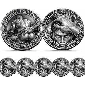 Heads I Get Tail/Tails I Get Head Commemorative Coin, Funny Male Intimacy Heads and Tails Challenge Coin, Double-Sided Male Flip The Coins for Couples, Novelty Token Adult Prank Gift (1pc) in Saudi Arabia