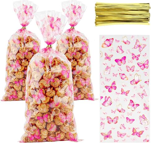Cxryrzhe 50 Pcs Cellophane Treat Bags Little Bee Cellophane Candy Cookies Gift Bags 5"X10.8" with Twist Ties for Snack Bakery Birthday Wedding Party in Saudi Arabia