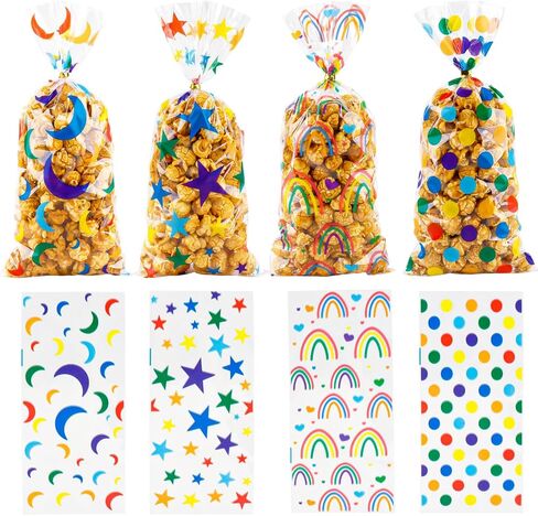 Cxryrzhe 50 Pcs Cellophane Treat Bags Little Bee Cellophane Candy Cookies Gift Bags 5"X10.8" with Twist Ties for Snack Bakery Birthday Wedding Party in Saudi Arabia