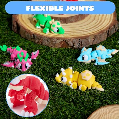 JOYIN 6 أجهزة كمبيوتر متعددة الألوان لطيف 3D المطبوعة التنين، الملونة 3D مطبوعة مرنة مفصلية التنين ألعاب تململ لديكور مكتب المنزل، والتوحد الإجهاد الإغاثة ألعاب تململ لعيد ميلاد عيد الحب هدية in Kuwait