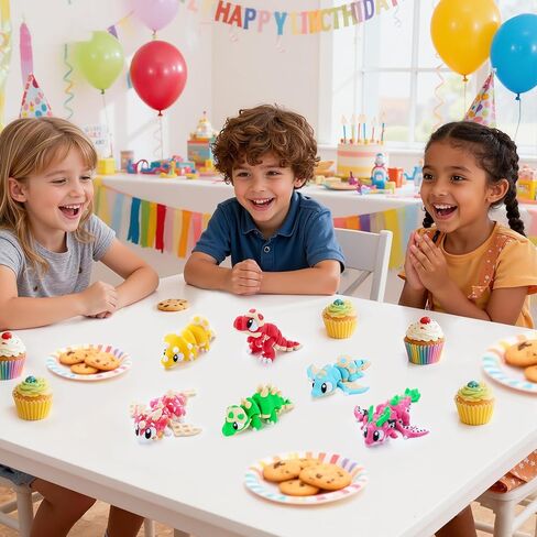 JOYIN 6 أجهزة كمبيوتر متعددة الألوان لطيف 3D المطبوعة التنين، الملونة 3D مطبوعة مرنة مفصلية التنين ألعاب تململ لديكور مكتب المنزل، والتوحد الإجهاد الإغاثة ألعاب تململ لعيد ميلاد عيد الحب هدية in Kuwait