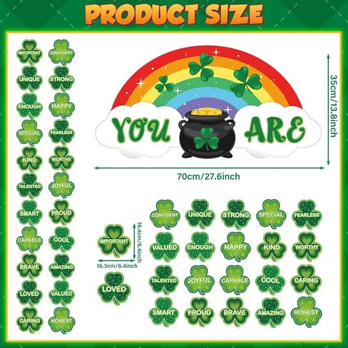party greeting St.Patrick's Day Classroom Door Banner Positive Affirmation Door Decorations Rainbow Shamrock Cutouts Motivational Clover Bulletin Board for Classroom Wall School Office Home Decor in Saudi Arabia