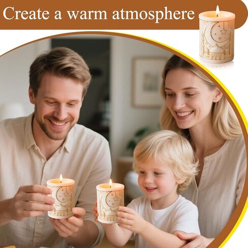 Eid Ramadan Star Moon Candle Molds For Candle Making Cylinder Umrah Mubarak Candle Soap Mold Islam Muslim Religious Building Epoxy Resin Molds Silicone Mold Home Ramadan Decorations DIY Craft Supplies in Saudi Arabia