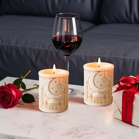 Eid Ramadan Star Moon Candle Molds For Candle Making Cylinder Umrah Mubarak Candle Soap Mold Islam Muslim Religious Building Epoxy Resin Molds Silicone Mold Home Ramadan Decorations DIY Craft Supplies in Saudi Arabia