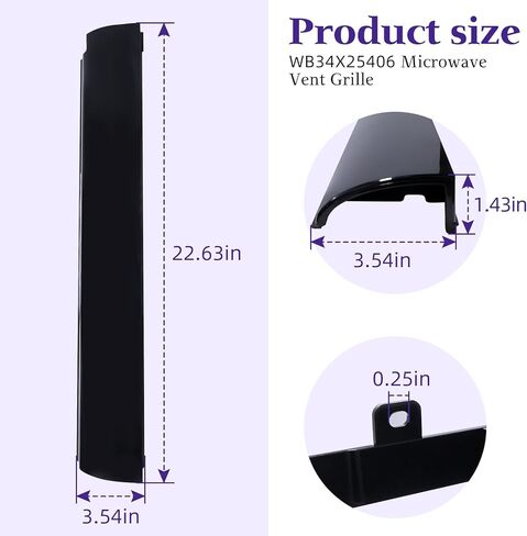 WB34X25406 Microwave Vent Grille, WB34X25406 Top Vent Grille, WB34X25406 Microwave Vent Kit Compatible with GE Replaces JVM3162RJ1SS, JNM3163DJ1BB, JNM3163RJ1SS, JNM3184DP8BB in Saudi Arabia