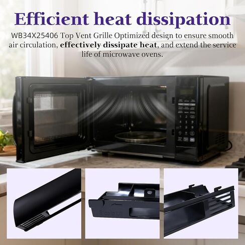 WB34X25406 Microwave Vent Grille, WB34X25406 Top Vent Grille, WB34X25406 Microwave Vent Kit Compatible with GE Replaces JVM3162RJ1SS, JNM3163DJ1BB, JNM3163RJ1SS, JNM3184DP8BB in Saudi Arabia