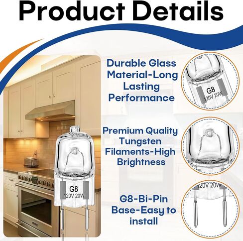 10 Packs G8 20W 120V Oven Light Bulb, Compatibie with GE Microwave,with Samsung Microwave Light Bulbs for Stove Night Light Under OverThe Range Microwave Oven, Replaces WB25X10019 WB36X10213 in Saudi Arabia
