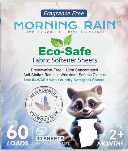 أوراق نقي MorningRain Eco Fabric للغسالة-خالية من العطور ، وخالية من المواد الحافظة ، ومركزة للغاية-30 ورقة لما يصل in Saudi Arabia