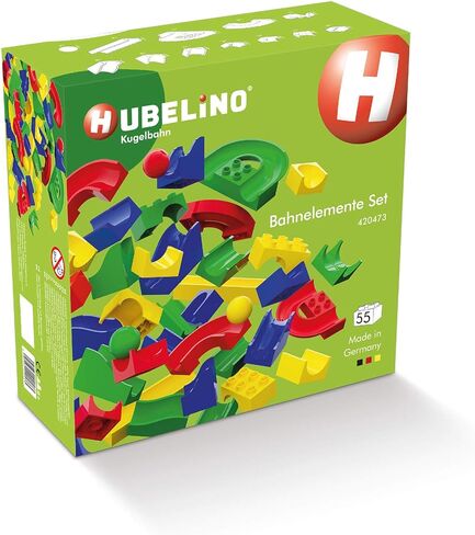 Hubelino 55 Piece Run Elements - The Original Marble Run Expansion Set - Made in Germany in Saudi Arabia