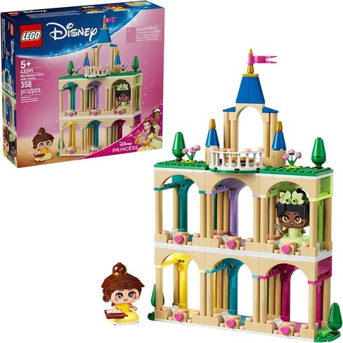 LEGO Disney Princess Mini Belle & Tiana with Castle Building Toy - Princess Toy Figures & Playset for Girls & Boys, Ages 5+ - Gift for Birthday - 43291 in Saudi Arabia