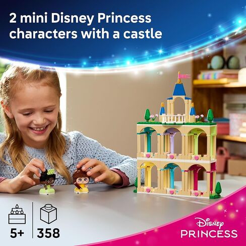 LEGO Disney Princess Mini Belle & Tiana with Castle Building Toy - Princess Toy Figures & Playset for Girls & Boys, Ages 5+ - Gift for Birthday - 43291 in Saudi Arabia