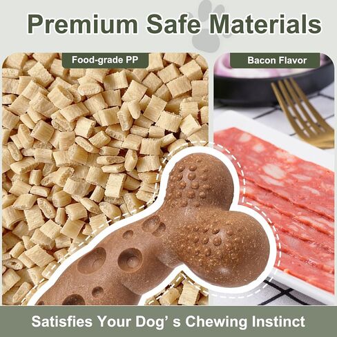 Dog Bone Toy for Aggressive Chewers Tough Dog Chew Toys for Samll Breed to Keep Them Busy (Small-Under 20LBS, Bacon) in Saudi Arabia