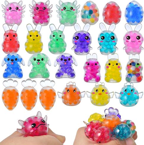 24 حزمة من كرات عيد الفصح للضغط، أرنب عيد الفصح أكسولوتل كرات الضغط الإسفنجية ألعاب تخفيف التوتر من أجل حشو سلة عيد الفصح وحشو بيض عيد الفصح كهدايا للحفلات in Kuwait