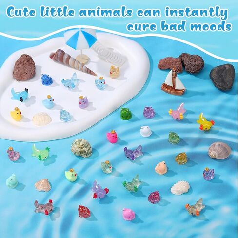 150pcs Mini Resin Animals, Miniature Animal Figurines to Hide, Tiny Resin Crown Ducks, Axolotls, Frogs for Party Favors Bag Fillers Dollhouse Decor(6 Styles) in Saudi Arabia