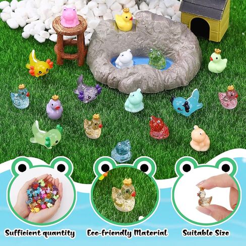 150pcs Mini Resin Animals, Miniature Animal Figurines to Hide, Tiny Resin Crown Ducks, Axolotls, Frogs for Party Favors Bag Fillers Dollhouse Decor(6 Styles) in Saudi Arabia