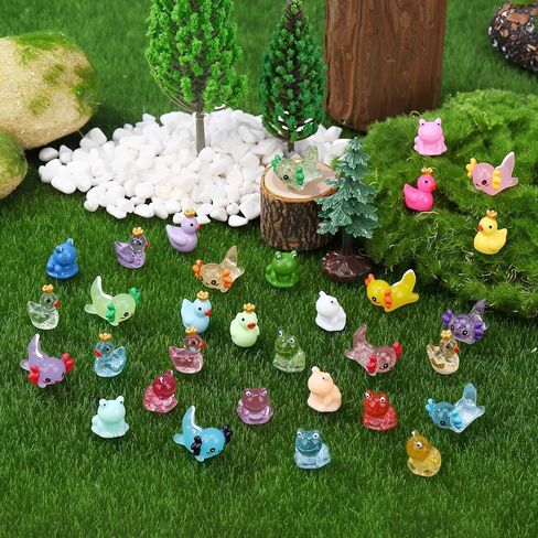 150pcs Mini Resin Animals, Miniature Animal Figurines to Hide, Tiny Resin Crown Ducks, Axolotls, Frogs for Party Favors Bag Fillers Dollhouse Decor(6 Styles) in Saudi Arabia