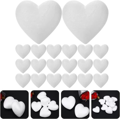 Lurrose White Craft Foam Balls 20pcs Heart-Shaped Polystyrene Foam Ball Polystyrene Foam Heart for Arts Craft Use DIY Ornaments Wedding Valentine Day in Saudi Arabia