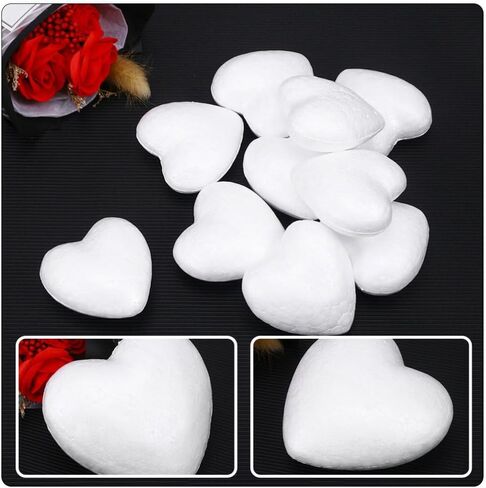 Lurrose White Craft Foam Balls 20pcs Heart-Shaped Polystyrene Foam Ball Polystyrene Foam Heart for Arts Craft Use DIY Ornaments Wedding Valentine Day in Saudi Arabia