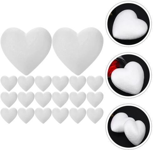 Lurrose White Craft Foam Balls 20pcs Heart-Shaped Polystyrene Foam Ball Polystyrene Foam Heart for Arts Craft Use DIY Ornaments Wedding Valentine Day in Saudi Arabia