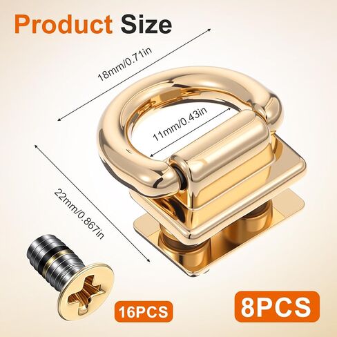 8 Pcs Metal Bag Connector with D Ring, Purse Bridge Hanger Buckle with Screws for Purse Leather Handbag Key in Saudi Arabia
