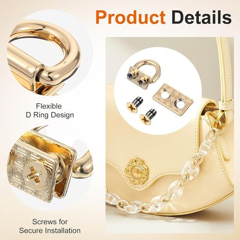8 Pcs Metal Bag Connector with D Ring, Purse Bridge Hanger Buckle with Screws for Purse Leather Handbag Key in Saudi Arabia