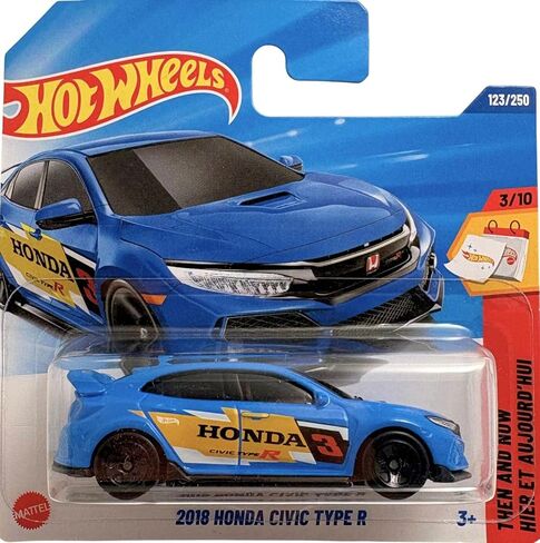 Hot Wheels Honda Civic Type R (FK8) Blue JBB77 - Licensed Honda Model with Racing Decals - Then and Now 2025 - 1:64 in Kuwait