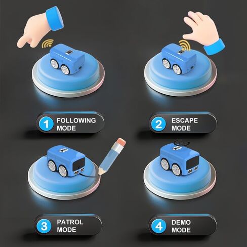 سيارة السحر يتبع الخط | حافلة صغيرة للإيماءات وجهاز التحكم عن بعد مع 6 أوضاع - المتابعة/الهروب/المسار/الموسيقى/العرض التوضيحي/جهاز التحكم عن بعد، لعبة تعليمية للعلوم والتكنولوجيا والهندسة والرياضيات للأطفال من عمر 3 إلى 8 سنوات، وقت لعب يزيد عن 60 دقيقة ( in Kuwait