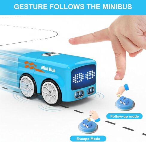 سيارة السحر يتبع الخط | حافلة صغيرة للإيماءات وجهاز التحكم عن بعد مع 6 أوضاع - المتابعة/الهروب/المسار/الموسيقى/العرض التوضيحي/جهاز التحكم عن بعد، لعبة تعليمية للعلوم والتكنولوجيا والهندسة والرياضيات للأطفال من عمر 3 إلى 8 سنوات، وقت لعب يزيد عن 60 دقيقة ( in Kuwait