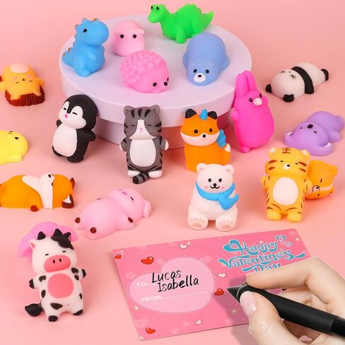 28 Pack Valentines Day Gifts for Kids Classroom Cute Mochi Squishies with Valentines Day Cards for Kids School, Valentines for Kids Class Exchange Cards Gifts Prizes Party Favors for Boys Girls in Saudi Arabia