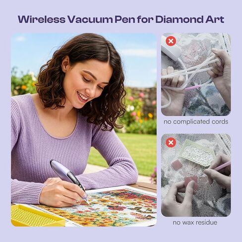 Caydo Electric Diamond Painting Pen Wireless with Light, 3 Adjustable Suction Levels, Rechargeable DiamondArtPens with 2-in-1 Charging Base & Replaceable Tips, Diamond Art Kits for Adults in Saudi Arabia