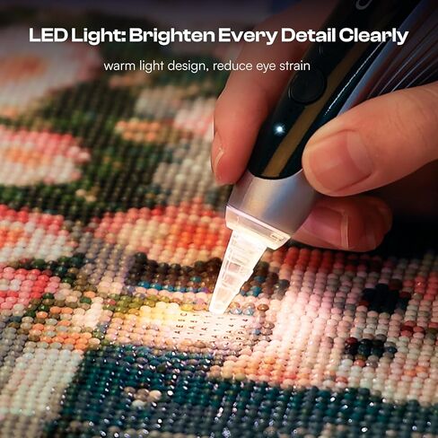 Caydo Electric Diamond Painting Pen Wireless with Light, 3 Adjustable Suction Levels, Rechargeable DiamondArtPens with 2-in-1 Charging Base & Replaceable Tips, Diamond Art Kits for Adults in Saudi Arabia