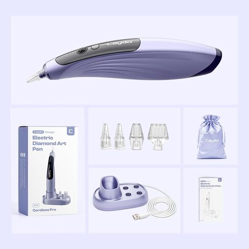 Caydo Electric Diamond Painting Pen Wireless with Light, 3 Adjustable Suction Levels, Rechargeable DiamondArtPens with 2-in-1 Charging Base & Replaceable Tips, Diamond Art Kits for Adults in Saudi Arabia