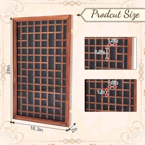 Yookeer 100 Opening Thimble Miniature Display Case Cabinet Holder Wall Rack 98% UV Lockable with Glass Door for Rock Collection, Walnut 28 x 16 x 1.75 Inch in Saudi Arabia