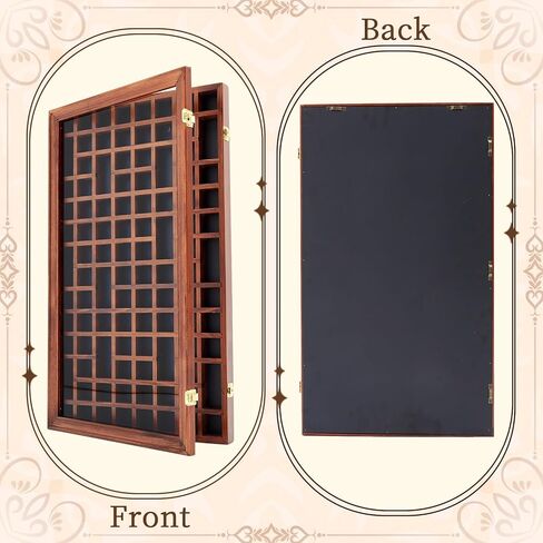 Yookeer 100 Opening Thimble Miniature Display Case Cabinet Holder Wall Rack 98% UV Lockable with Glass Door for Rock Collection, Walnut 28 x 16 x 1.75 Inch in Saudi Arabia